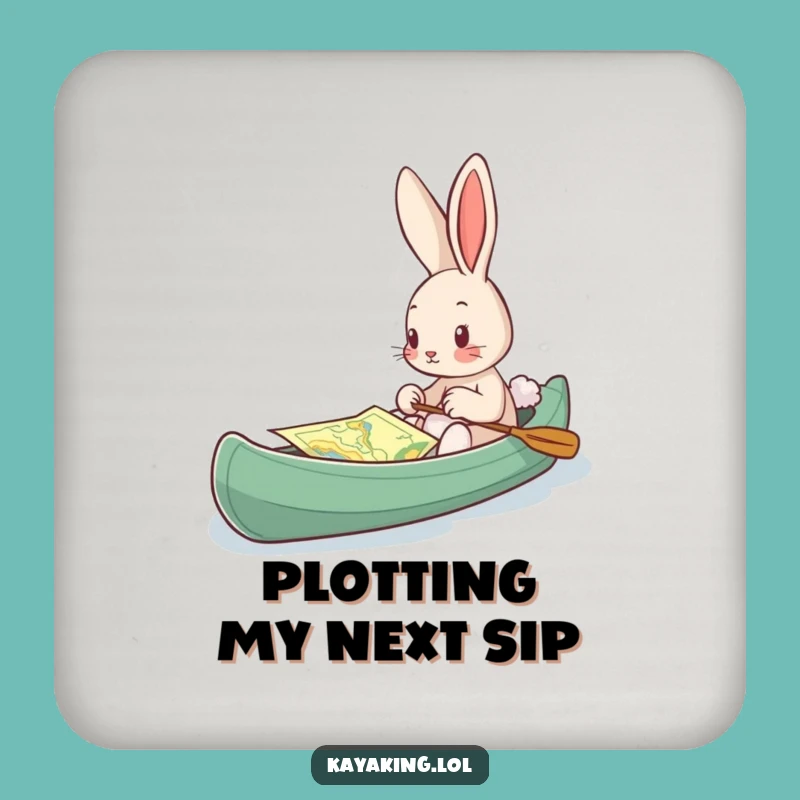 Funny Bunny Kayak Map Coaster: Curious Drink Accessory, Perfect Gift for Hosts