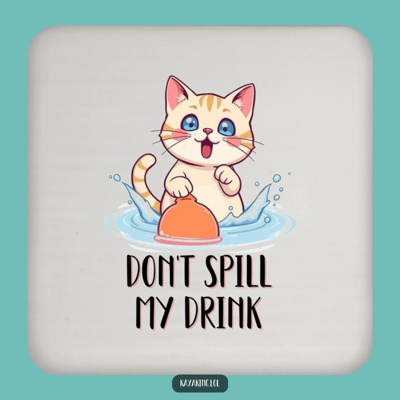 Funny Cat Splash Coaster: Protect Surfaces with this Playful Design, a Chic Funny Gift!