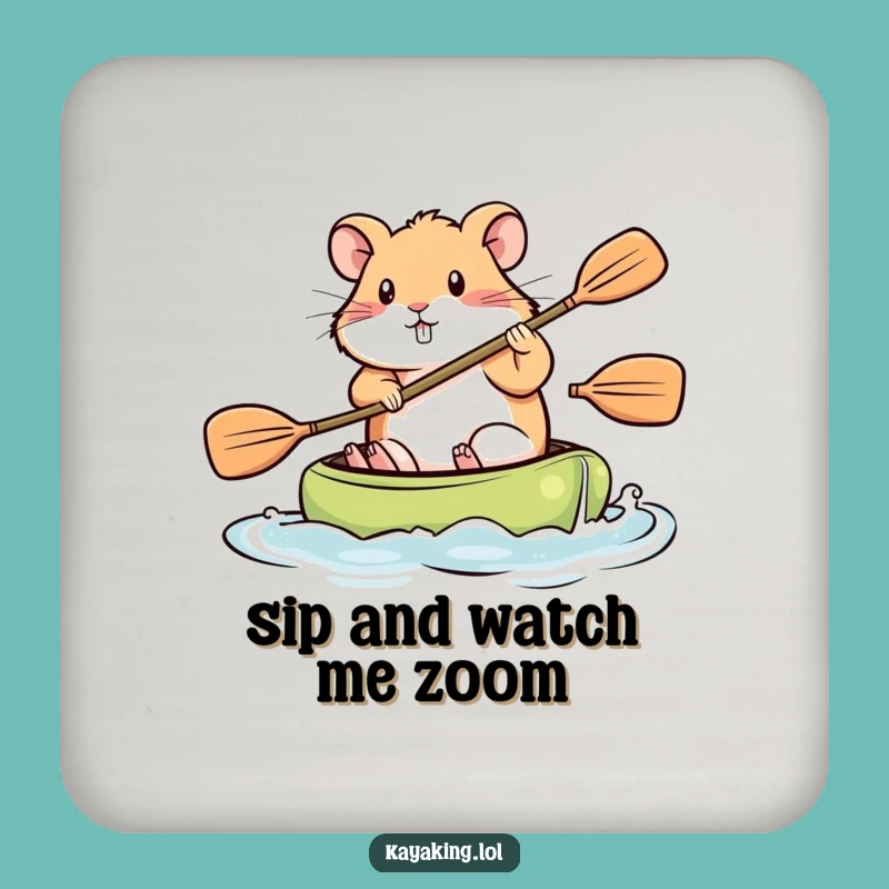 Funny Determined Hamster Kayak Coaster: Motivational Drink Accessory, Perfect Gift for Hosts