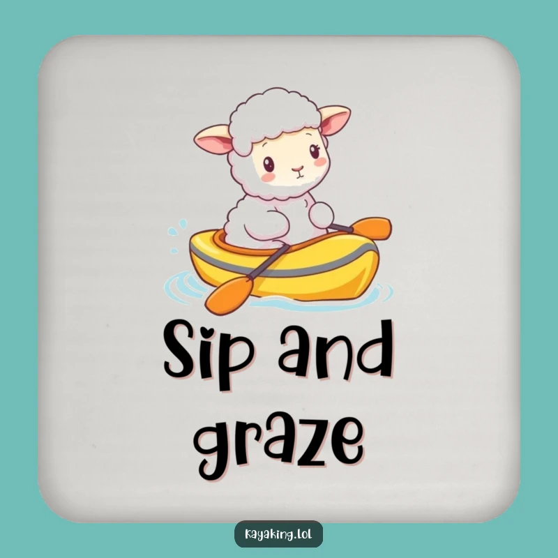 Funny Fluffy Sheep Kayak Drink Coaster - Cute Cartoon Surface Protection