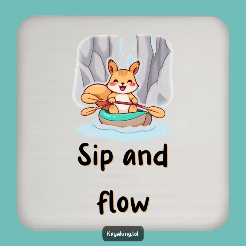 Funny Squirrel Kayak Waterfall Coaster: Protect Surfaces with a Splash of Humor