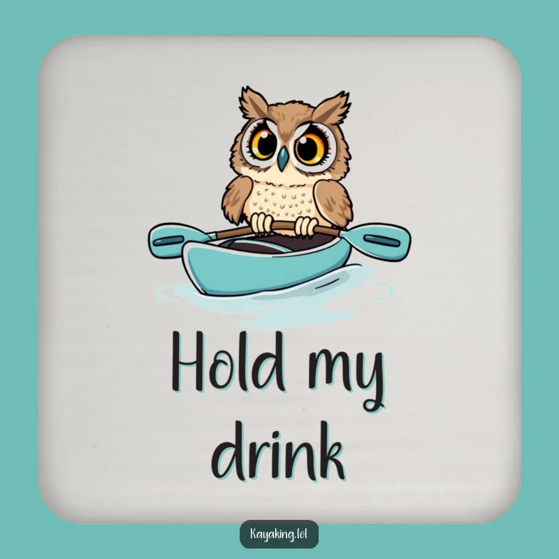 Funny Startled Owl Drink Coaster: Protect Surfaces from Kayak Fails - Gift