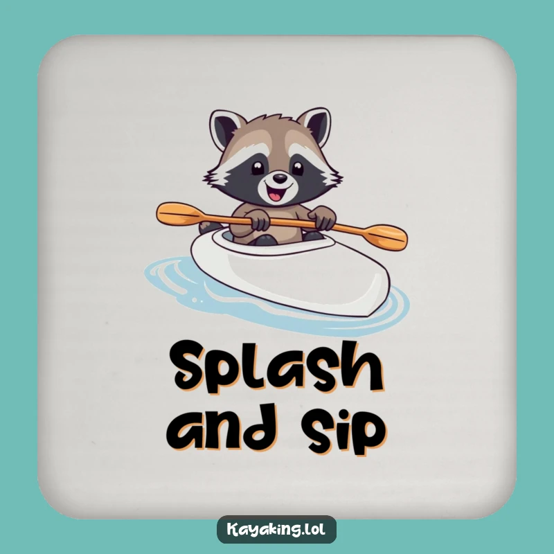 Funny Raccoon Kayak Drink Coaster: Joyful Table Protector Gift
