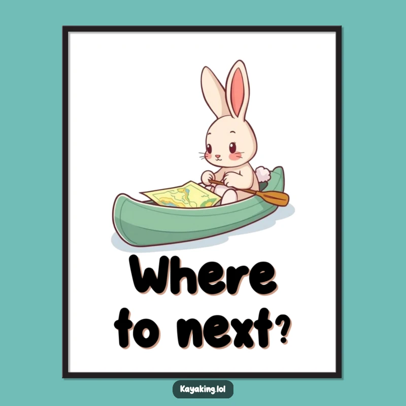 Funny Bunny Kayak Map Poster: Curious Wall Art, Perfect Gift for Decorators