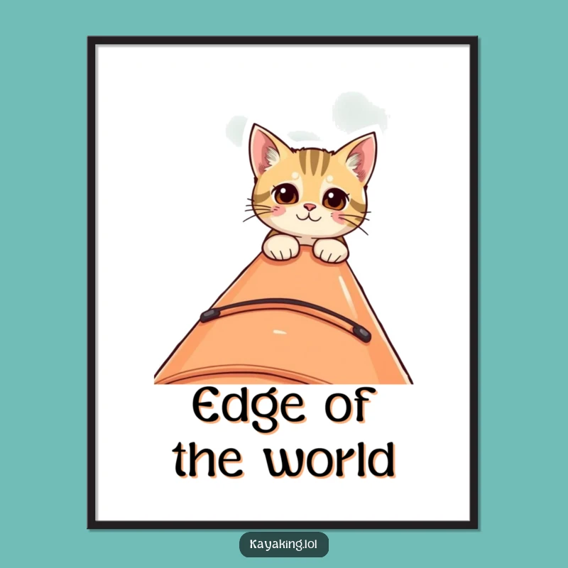Funny Curious Cat Kayak Poster - Quirky Pet Decor Gift
