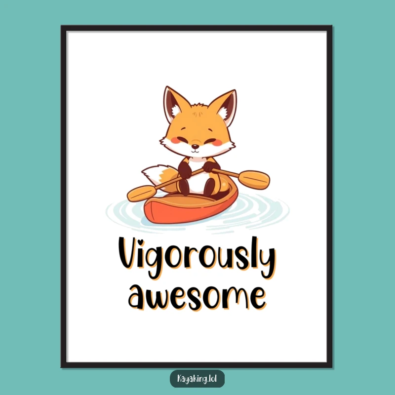 Funny Determined Fox Paddle Poster: Motivate Your Walls with Fierce Humor