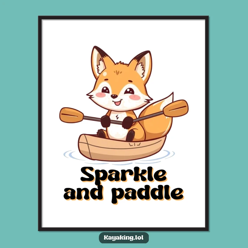 Funny Fox Kayak Poster: Sparkling Adventurer Wall Art Gift