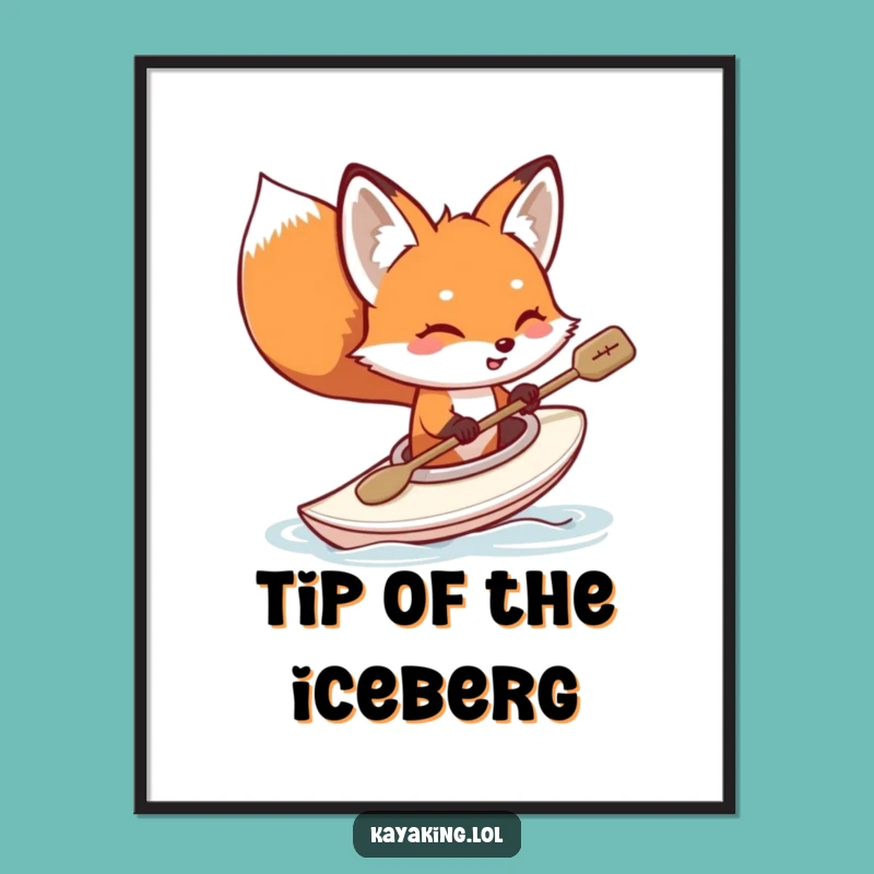 Funny Fox Kayaking Poster: Hilarious Water Adventure Art for Your Walls