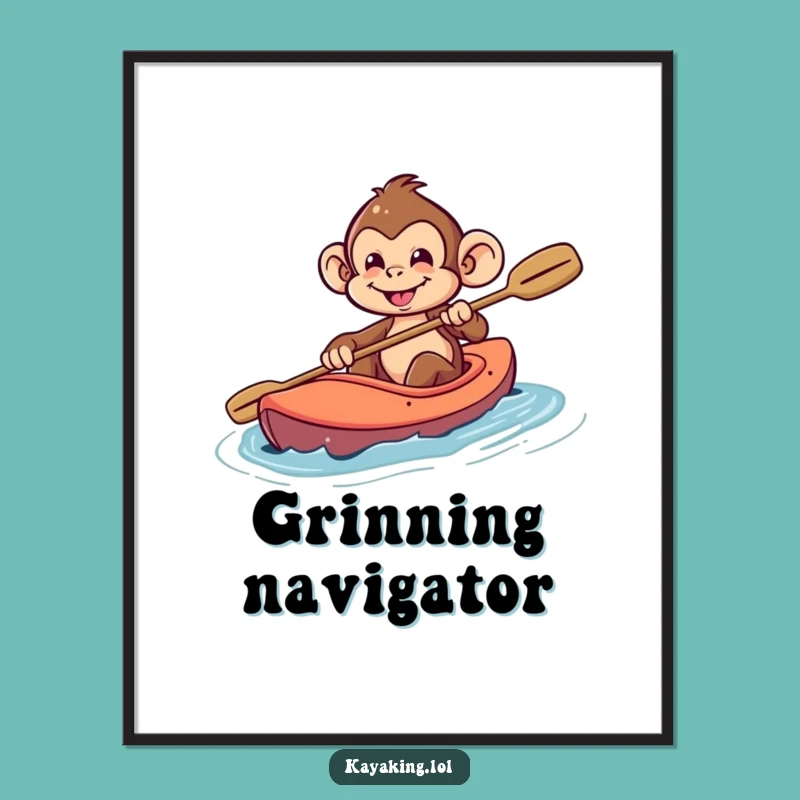 Funny Monkey Kayak Poster: Decorate with Adventure! This Playful Art is a Fantastic Funny Gift Idea!