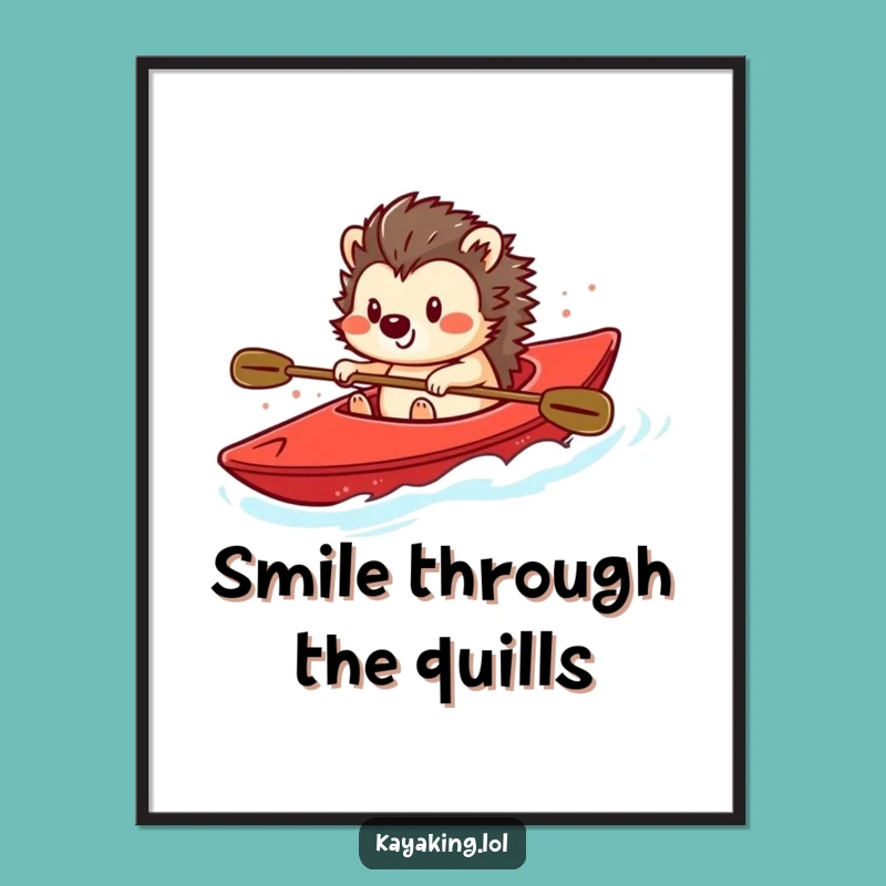 Funny Hedgehog Kayaking Poster - Whimsical Wall Art for Any Room