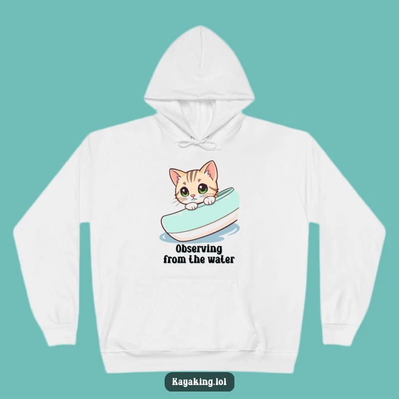 Funny Cat Kayak Hoodie: Curious Kitty Comfort, Great Funny Gift!
