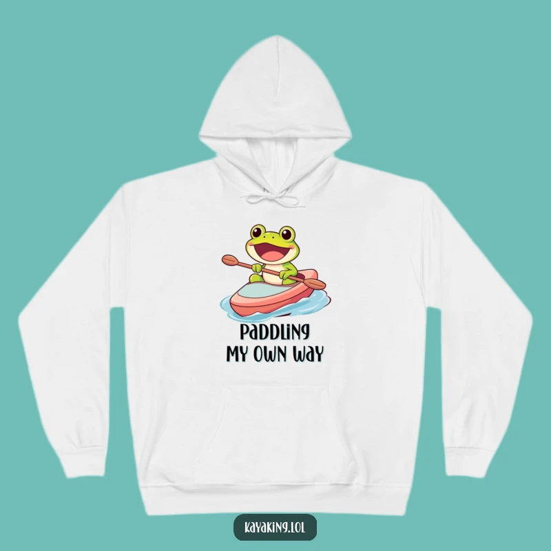 Funny Frog Kayak Hoodie: Cozy Character, Perfect Humorous Gift for Outdoor Enthusiasts