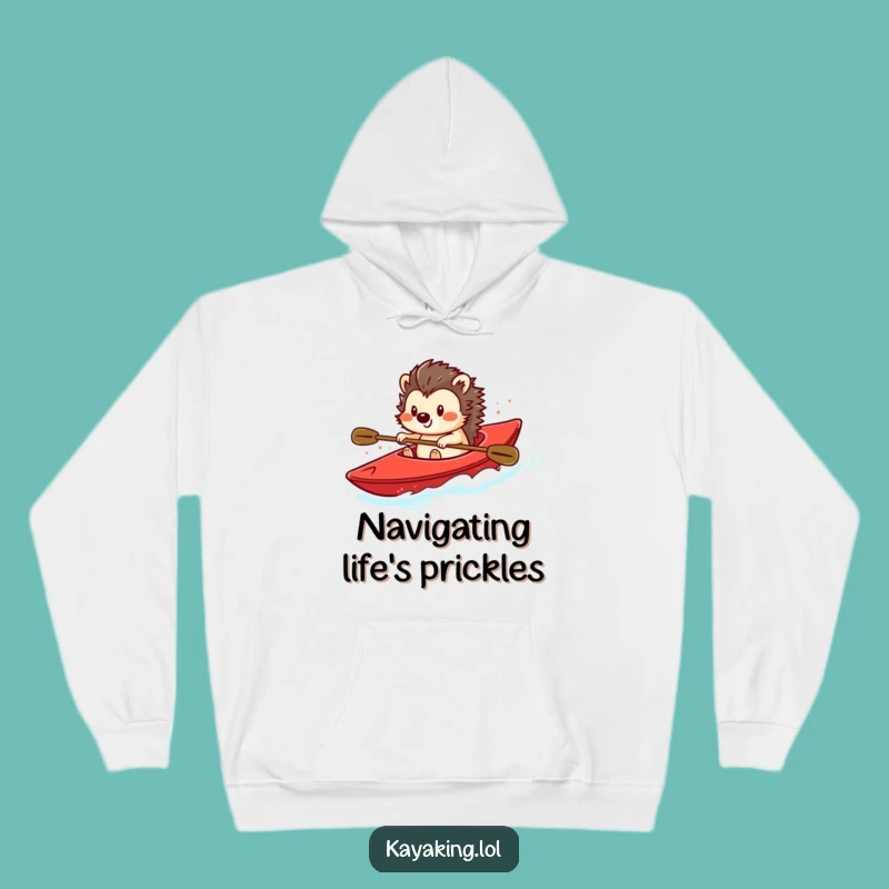 Funny Hedgehog Kayaking Hoodie - Cozy & Playful Water Vibes