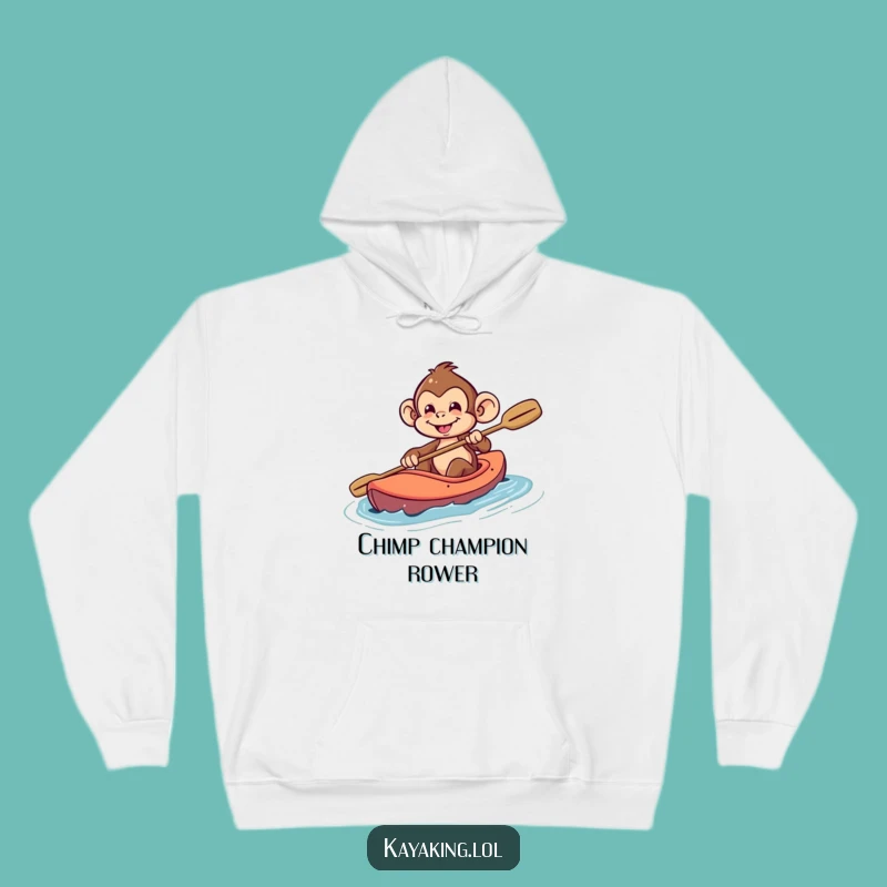 Funny Monkey Kayak Hoodie: Cozy Up for Adventure with this Playful Character Hoodie, an Awesome Funny Gift!