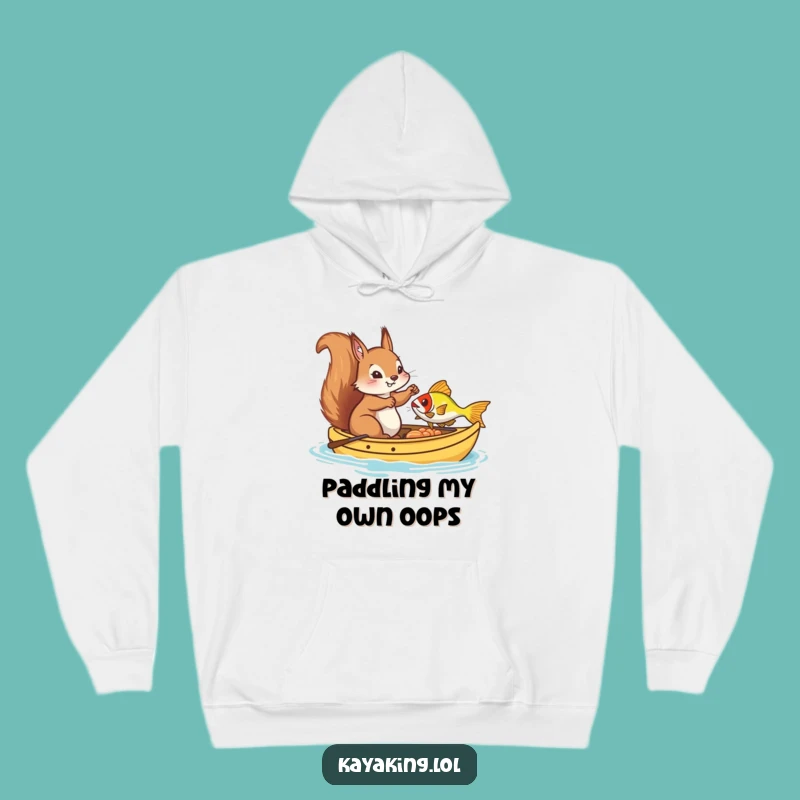 Funny Squirrel Kayak Fishing Hoodie: Cozy Humorous Animal Sweatshirt, Perfect Gift