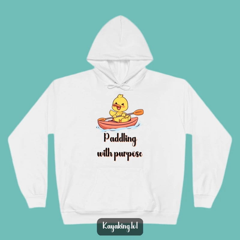 Funny Happy Duck Kayak Hoodie Cozy Paddler Warm Gift for Outdoor Lovers