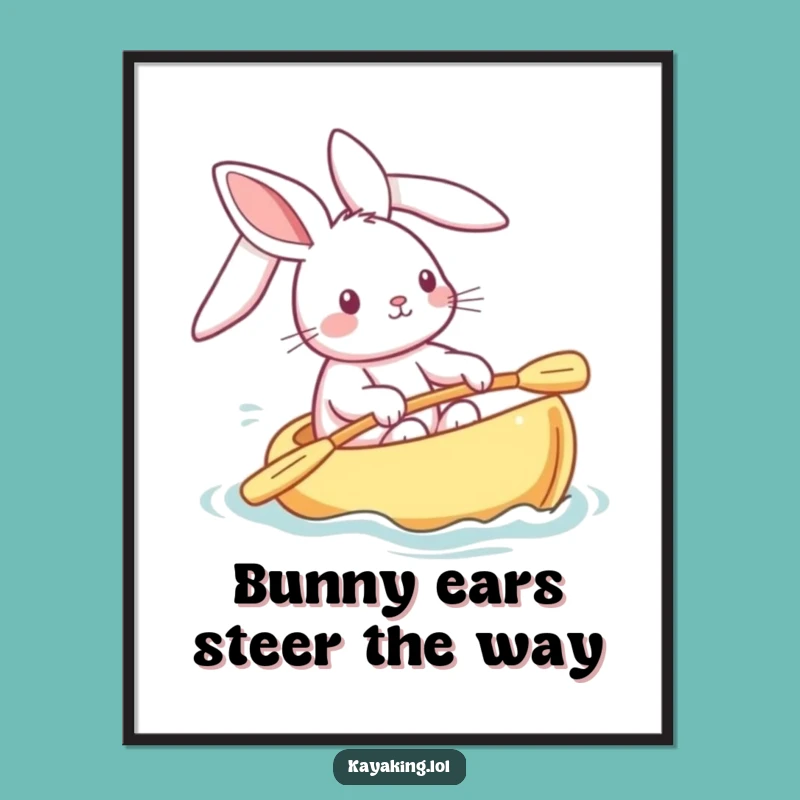 Funny Free Printable Wall Art: Playful Bunny Kayak Ears - Downloadable Decor