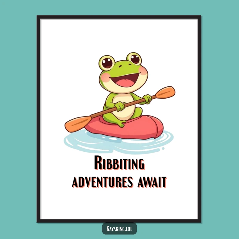 Free Printable Wall Art: Funny Frog Kayaking - Humorous Downloadable Decor