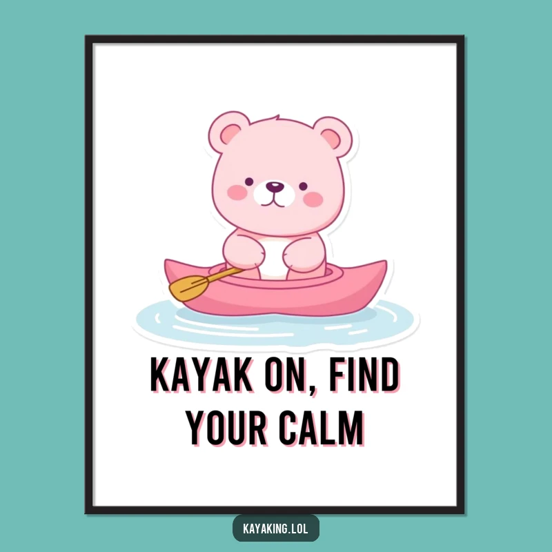 Free Printable Wall Art: Pink Bear Kayak, Relaxing Downloadable Decor