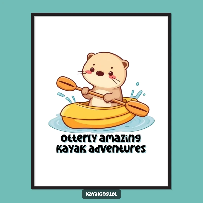 Free Printable Wall Art: Playful Otter Kayaking Splash, Funny Downloadable Decor