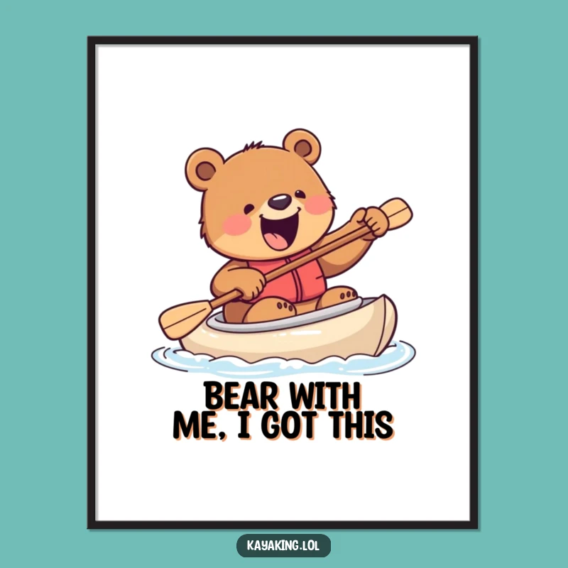 Funny Free Printable Wall Art: Bear Kayaking - Downloadable Decor