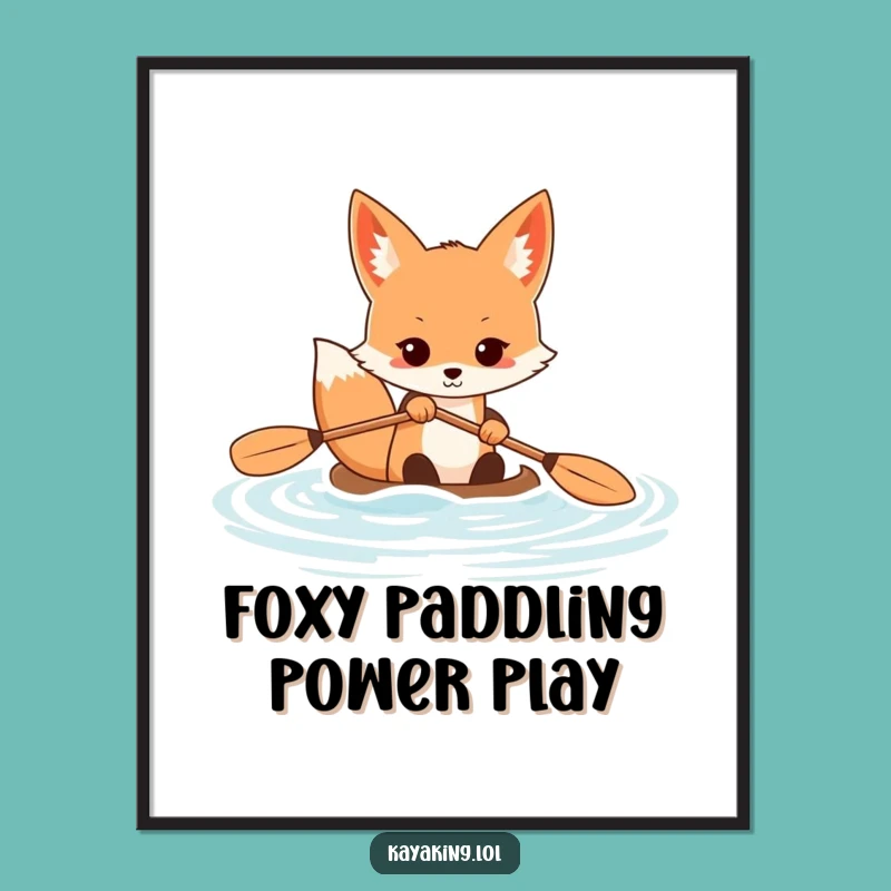 Funny Free Printable Wall Art: Determined Fox Kayak Focus - Downloadable Decor