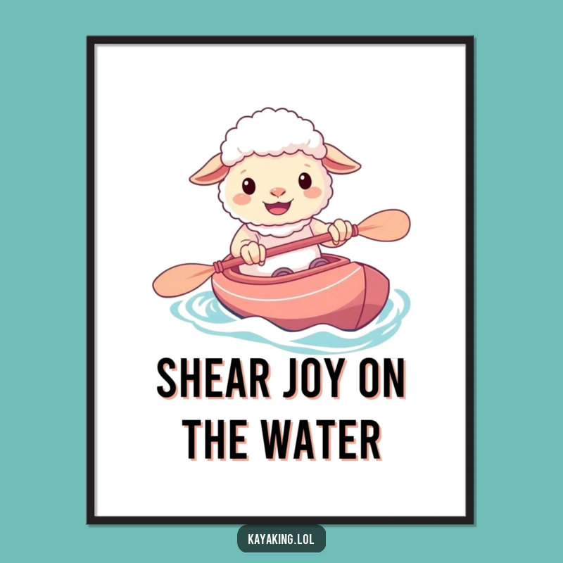 Funny Free Printable Wall Art: Sheep's Kayak Grin, Downloadable Art for Humor