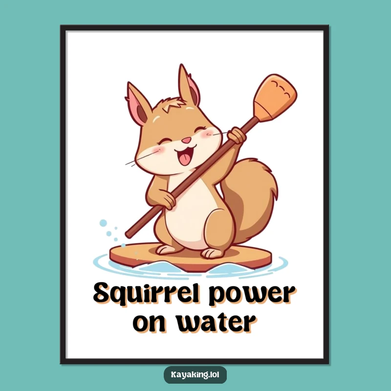 Funny Free Printable Wall Art: Squirrel's Paddle Effort, Downloadable Art for Action