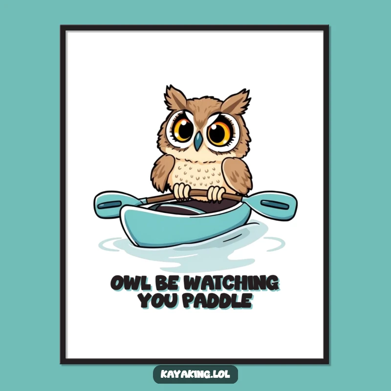 Funny Free Printable Wall Art: Startled Owl Kayak Chaos - Downloadable Decor