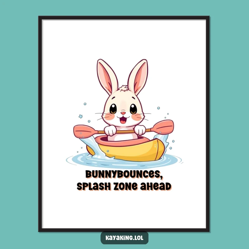 Funny Free Printable Wall Art: Surprised Bunny Kayak Splash, Whimsical Downloadable Art for Playful Decor