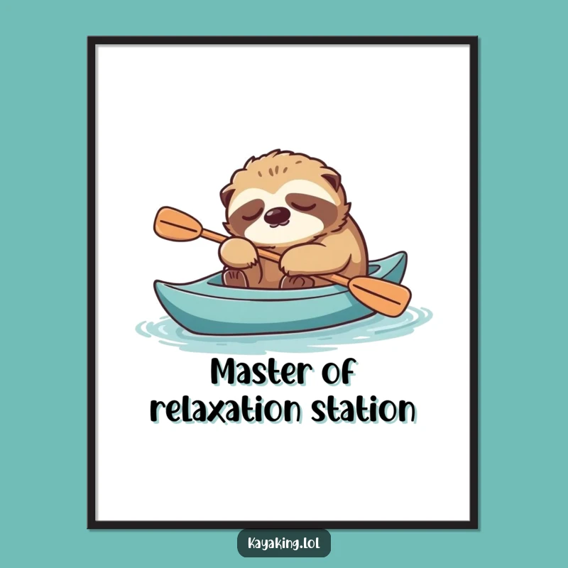 Free Printable Wall Art: Tired Sloth Napping in Kayak, Funny Downloadable Art