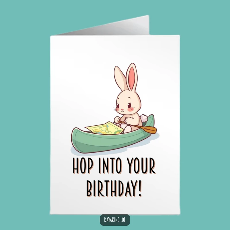Free Printable Birthday Card: Curious Bunny Kayak Map Funny Downloadable