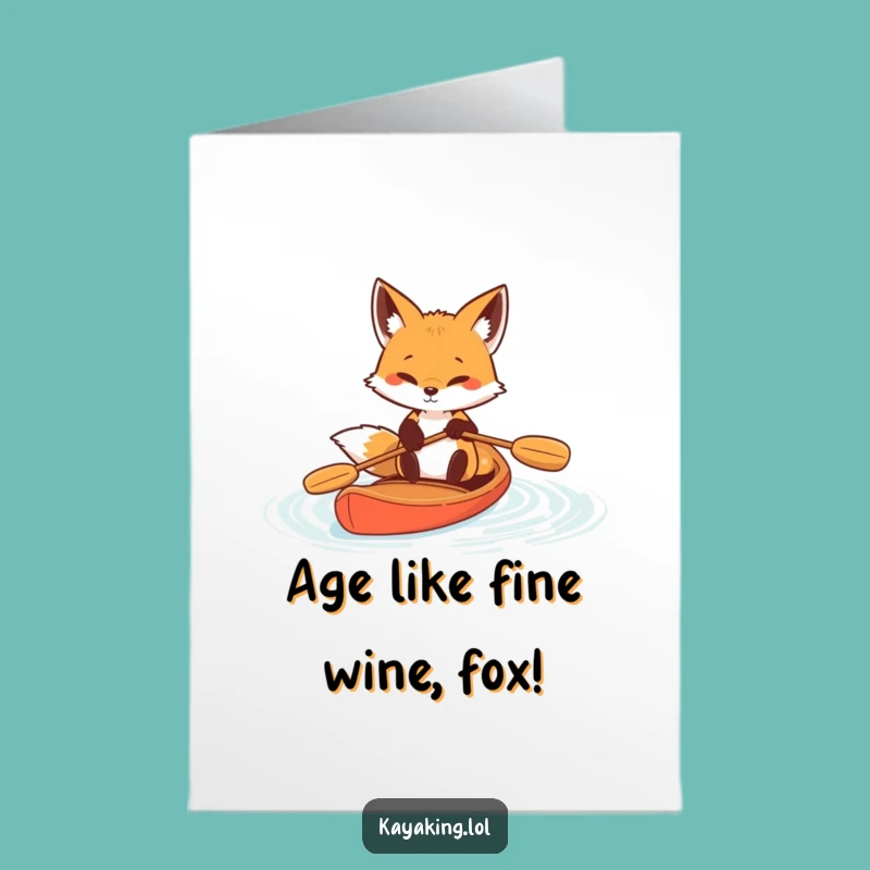 Free Printable Birthday Card: Determined Fox Paddling, Funny Downloadable Gift for Go-Getters