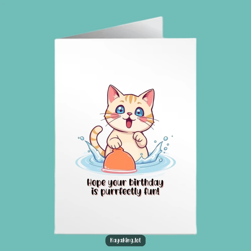 Free Printable Birthday Card: Surprised Cat Splash - Downloadable Funny Gift
