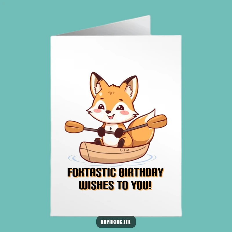 Free Printable Fox Kayak Birthday Card - Funny Clever Downloadable Gift