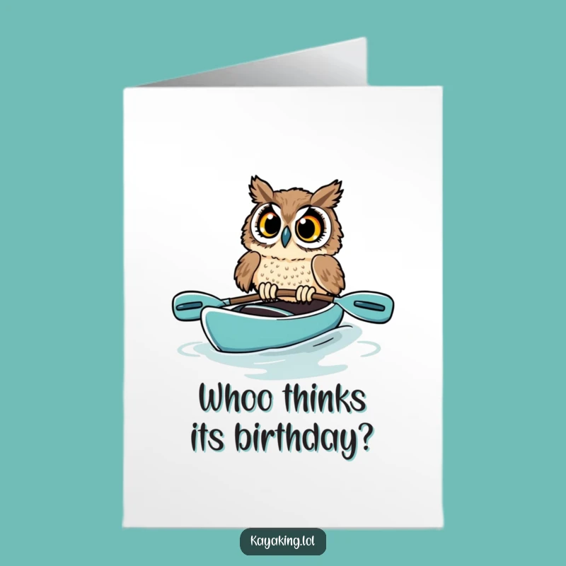 Free Printable Funny Birthday Card: Startled Owl Kayak Mishap - DIY Downloadable Gift