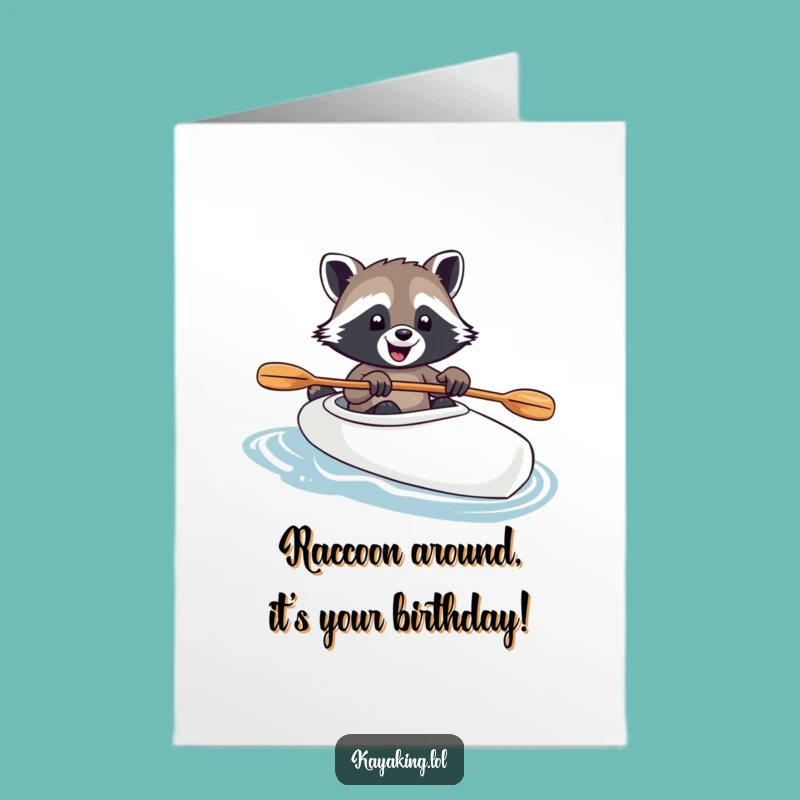 Free Printable Raccoon Kayak Birthday Card - Funny Downloadable Gift & DIY Fun
