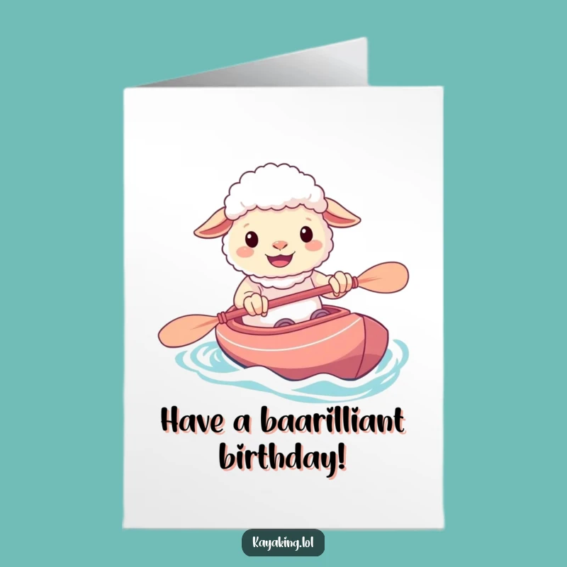 Free Printable Birthday Card: Kayaking Sheep, Funny & Cheerful Downloadable Gift
