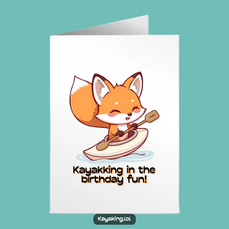 Free Printable Funny Fox Birthday Card: Kayak Mishap Downloadable Gift