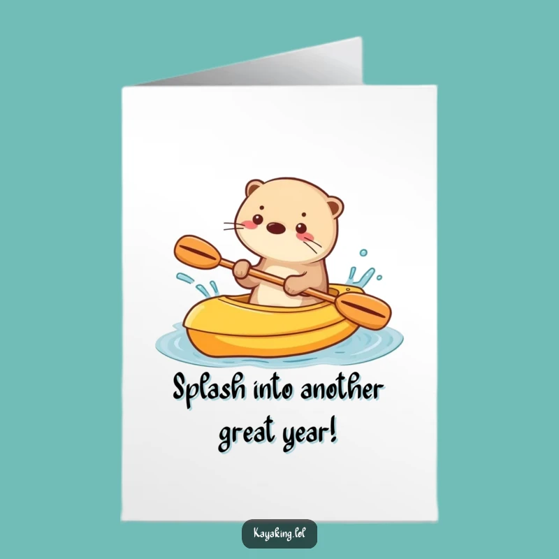 Free Printable Birthday Card: Otter Kayaking Fun, Funny Downloadable Gift