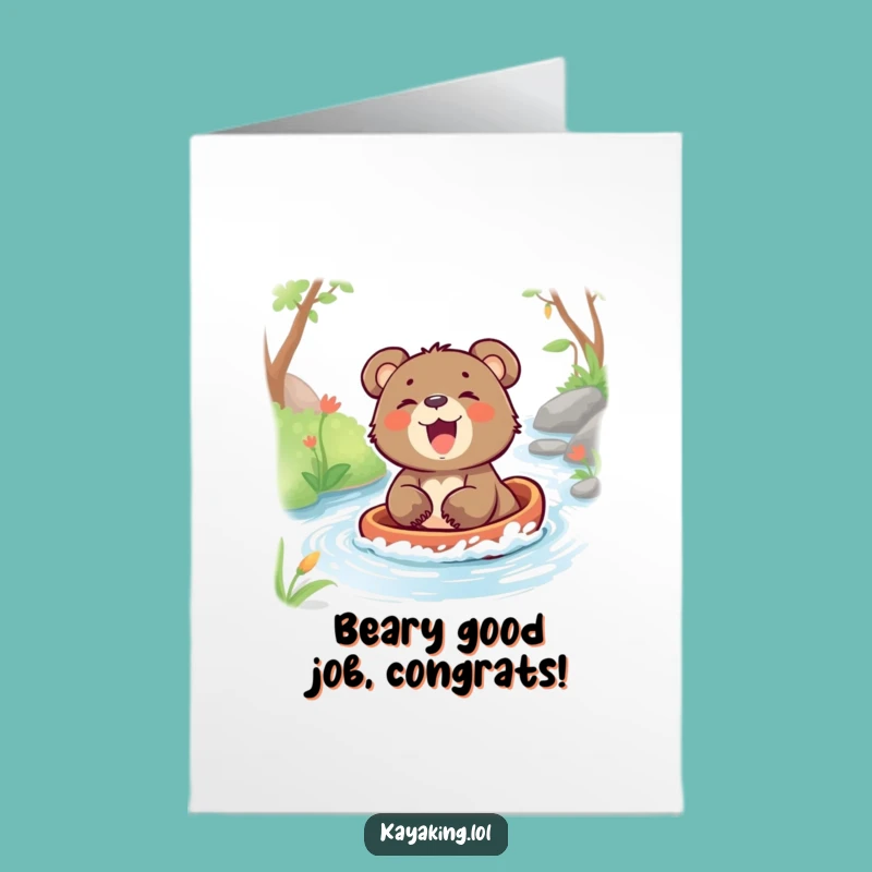 Free Printable Congrats Card: Bear Cub's Joyful Glide, Humorous Downloadable Gift
