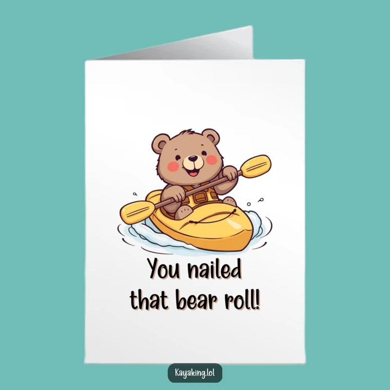 Free Printable Congrats Card: Bear Kayaking Roll, Funny Downloadable Gift