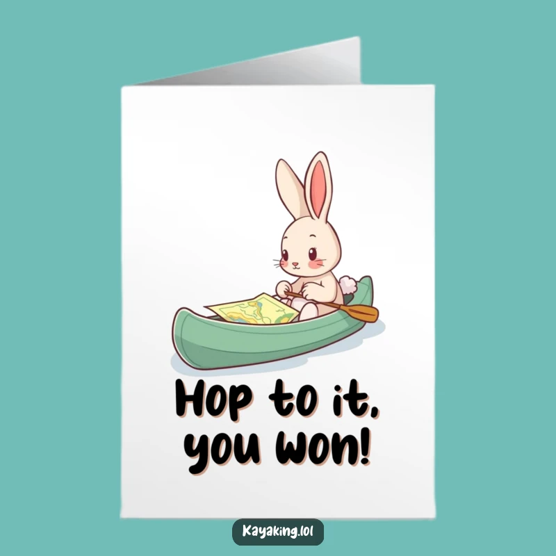 Free Printable Congrats Card: Curious Bunny Kayak Map Expedition Downloadable