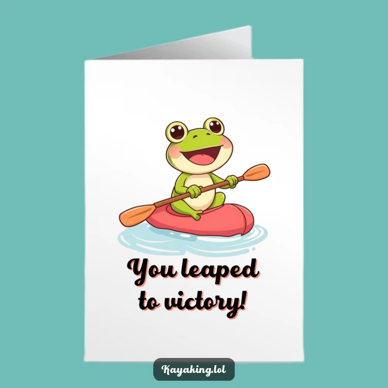 Free Printable Congrats Card: Frog Kayaking Success - Humorous Downloadable