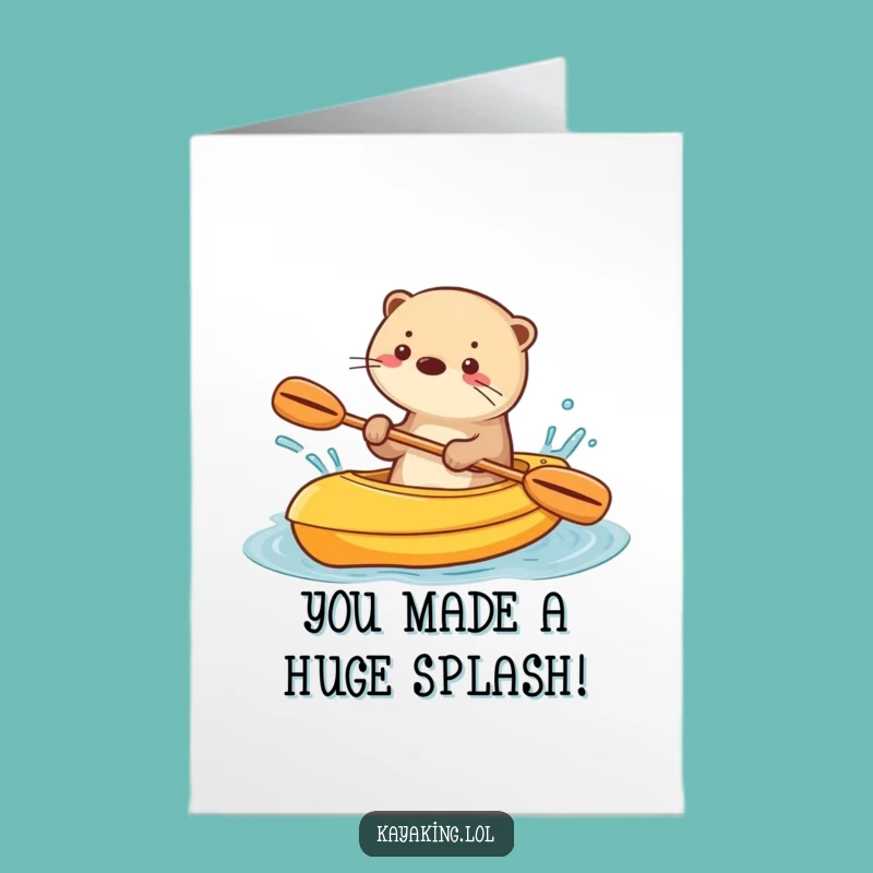 Free Printable Congrats Card: Otter Kayaking Splash, Funny Downloadable Gift