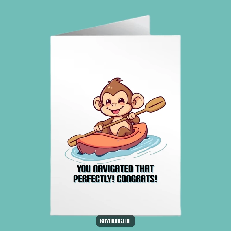 Free Printable Congrats Card: Monkey Kayak Adventure - Humorous Downloadable