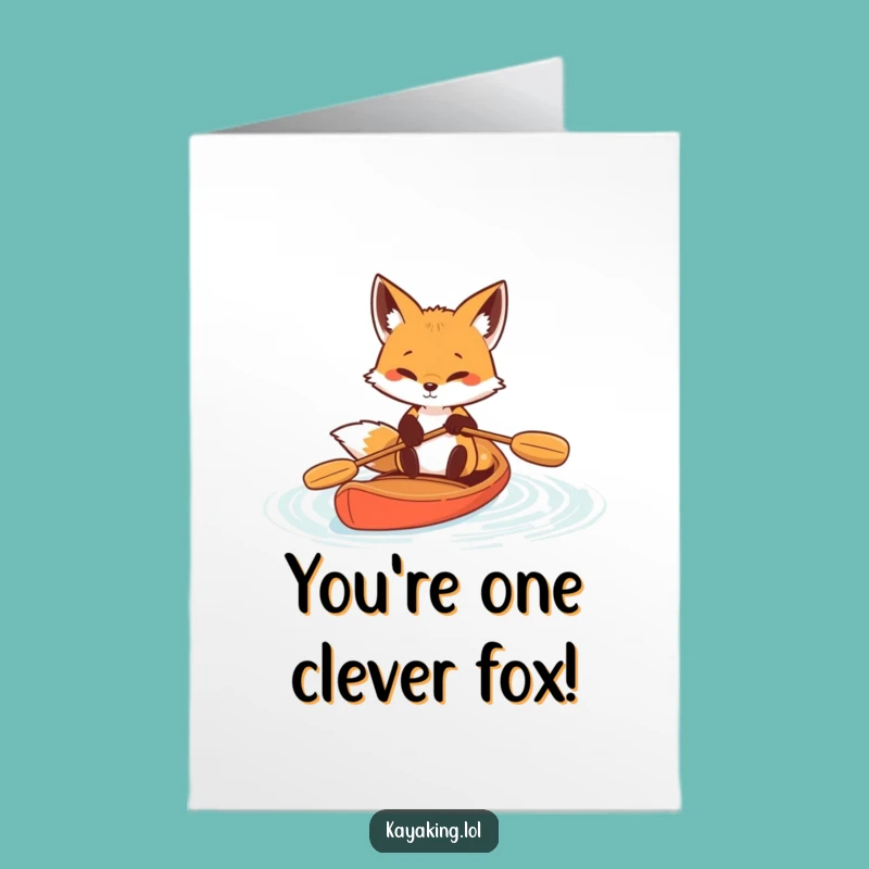 Free Printable Congrats Card: Determined Fox Paddling, Humorous Downloadable for Success