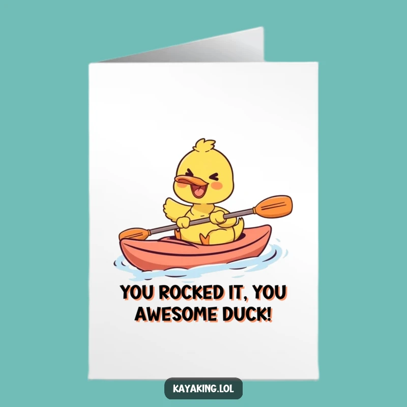 Free Printable Congrats Card: Happy Duck Kayaking, Funny Downloadable Gift