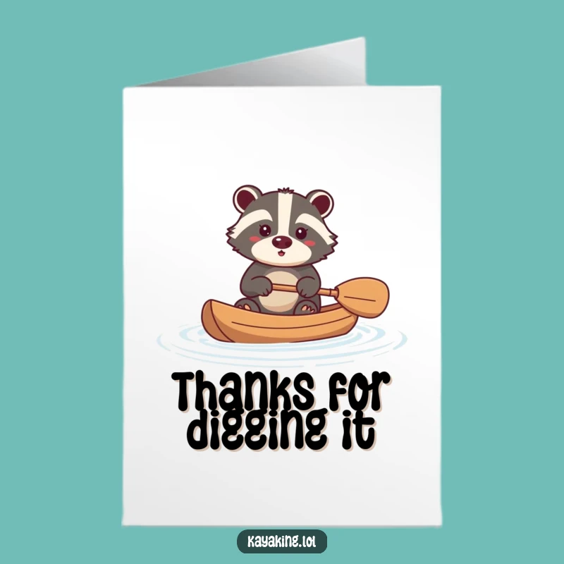 Free Printable Thank You Card: Brave Badger Kayak Journey - Funny Downloadable