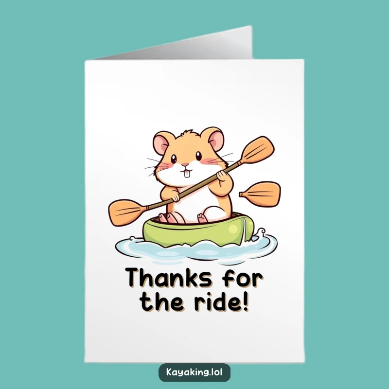 Free Printable Thank You Card: Determined Hamster Kayaking Effort Downloadable